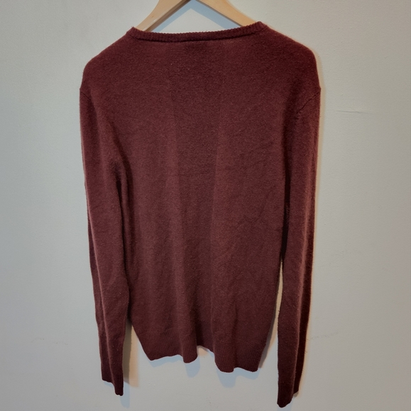 AG Adriano Goldschmied Wool / Cashmere V-Beck Burgundy Sweater L - Picture 3 of 4